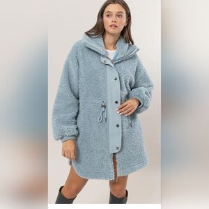 New Hyfve Light Blue Sherpa Jacket Medium